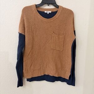Madewell Ribbed Sweater Size XS Brown Navy Blue Loose Fit